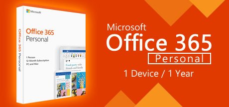 Microsoft Office 365 Personal 1-PC/MAC 1 Year